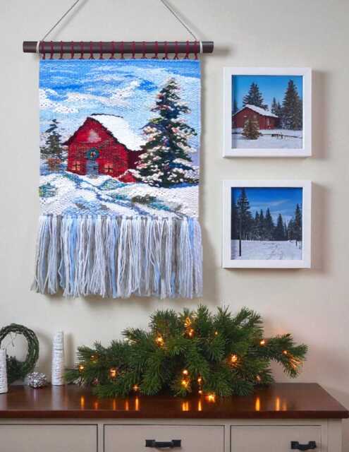 Woven Christmas Tree Tapestry Holiday Wall Hanging With Tassels - image 1
