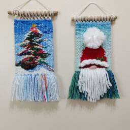 Woven Christmas Tree Tapestry Holiday Wall Hanging With Tassels - thumbnail 3