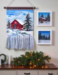 Woven Christmas Tree Tapestry Holiday Wall Hanging With Tassels