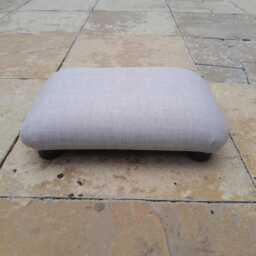Light Grey Beige Footstool Handmade Upholstered Ottoman, 4 - thumbnail 4