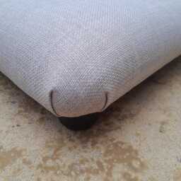 Light Grey Beige Footstool Handmade Upholstered Ottoman, 4 - thumbnail 3