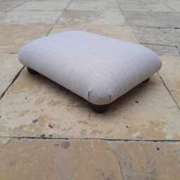 Light Grey Beige Footstool Handmade Upholstered Ottoman, 4 - thumbnail 2