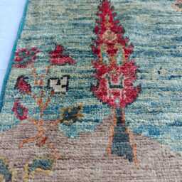Handmade Wool Rug Cheetah & Deer Pictorial Design, 3.4 X 2.4 Ft - thumbnail 4