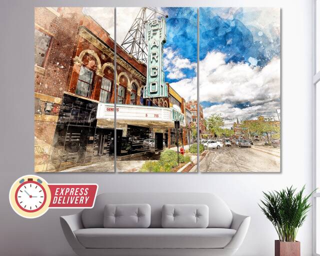 Fargo Theatre, Downtown Canvas Print, Canvas, Wall Art, Painting, North Dakota, Poster, Art - image 1