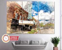 Fargo Theatre, Downtown Canvas Print, Canvas, Wall Art, Painting, North Dakota, Poster, Art - thumbnail 1