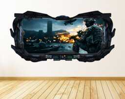 Military War Zone 3D Spaceship Window Wall Decal - View From Art Peel & Stick Removable & Repositionable - thumbnail 1