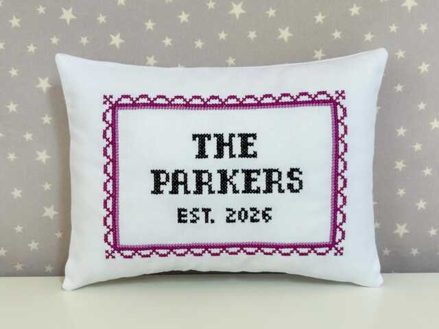 Personalised Mr & Mrs Pillow Custom Wedding Gift Cushion Embroidered Name Date Anniversary Keepsake - image 1