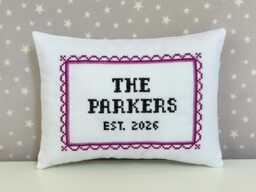 Personalised Mr & Mrs Pillow Custom Wedding Gift Cushion Embroidered Name Date Anniversary Keepsake - thumbnail 1