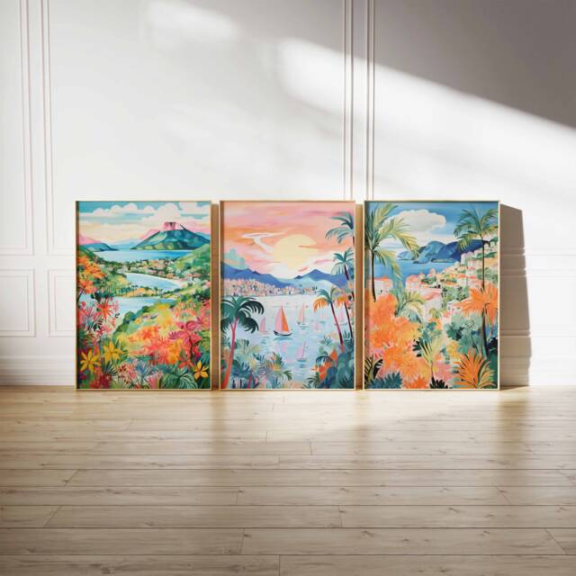 British Virgin Islands Set Of 3 Travel Posters, Caribbean Prints, Tropical Wall Art, Art - image 1