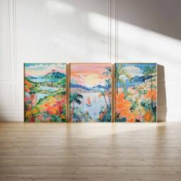 British Virgin Islands Set Of 3 Travel Posters, Caribbean Prints, Tropical Wall Art, Art - thumbnail 1