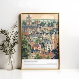 Oxford England Art Print Vintage Cityscape Travel Poster - thumbnail 2