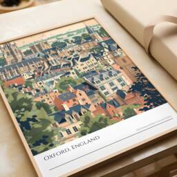 Oxford England Art Print Vintage Cityscape Travel Poster - thumbnail 3