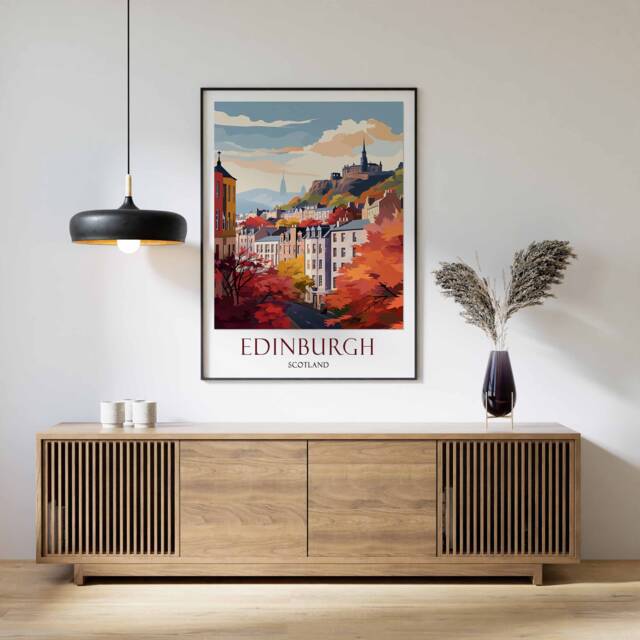 Edinburgh Travel Print, Poster, Scotland Wall Art, British Decor, Gift, Castle Art - image 1