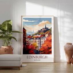 Edinburgh Travel Print, Poster, Scotland Wall Art, British Decor, Gift, Castle Art - thumbnail 3