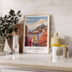 Edinburgh Travel Print, Poster, Scotland Wall Art, British Decor, Gift, Castle Art - thumbnail 2