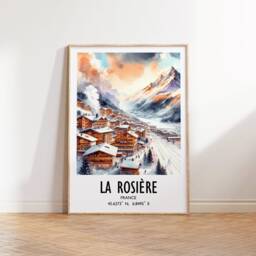 La Rosiere Ski Poster Print - Watercolour Art Decor - Travel Wall Artwork Skiing Gifts French Alps Mountain Resort Gift Snowboard - thumbnail 2