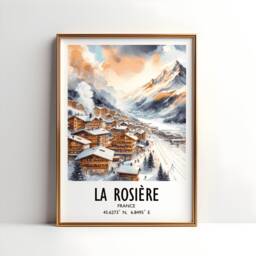 La Rosiere Ski Poster Print - Watercolour Art Decor - Travel Wall Artwork Skiing Gifts French Alps Mountain Resort Gift Snowboard - thumbnail 1