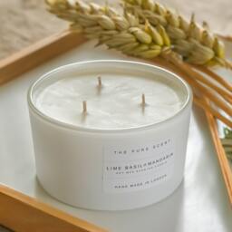 Lime Basil & Mandarin Soy Candle Large 3-Wick, Handmade in London - thumbnail 3
