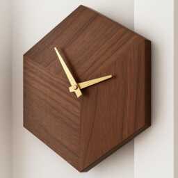 Solid Walnut Hexagon Wall Clock - thumbnail 2