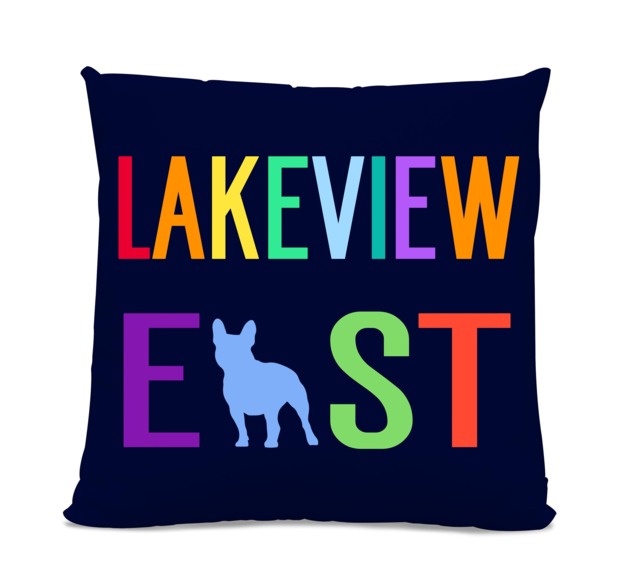 Lakeview East French Bulldog Pillow - Home Decor Frenchie Pillow Chicago Neighborhood Dog - image 1