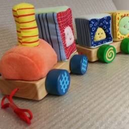A Colorful Train Made Of Plush & Wood - thumbnail 2