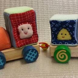 A Colorful Train Made Of Plush & Wood - thumbnail 3