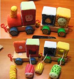 A Colorful Train Made Of Plush & Wood - thumbnail 4