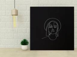 Single Line Embroidery Poster Minimalist Framed Canvas Hipster Girl Wall Art - thumbnail 1