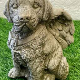 Dog Garden Memorial Statue - Stone Angel Dog, 21cm 3Kg Decorative Outdoor - thumbnail 2