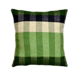Hand Woven British Wool Cushion Green Striped Bauhaus Style - thumbnail 2