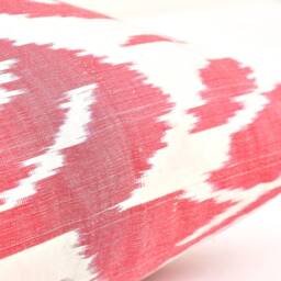 Red Ikat Pillow Cover, Handloom Silk Cotton Cushion - 20x20 In - thumbnail 3