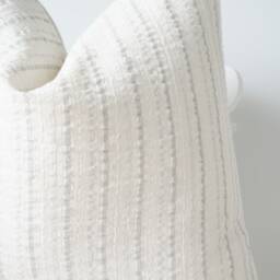 Handwoven Hemp Lumbar Pillow Beige Striped Hmong Textile - thumbnail 2