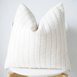 Handwoven Hemp Lumbar Pillow Beige Striped Hmong Textile - thumbnail 3