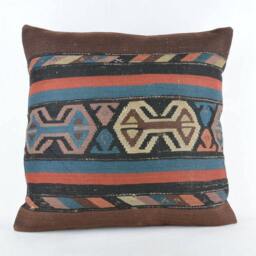 "Kilim Pillow 24x24 Inc , Wool Kilim Cousin From Anatolia, 24""x24" - thumbnail 1