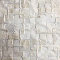 Cowhide Patchwork Rug Cream White Handmade Leather - Ivory Tones - thumbnail 2