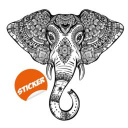 Vinyl Wall Tribal Elephant Sticker - Two Colors Wise Wealth Animal Ornaments Art Decal Indian Feng Shu Mural - thumbnail 2