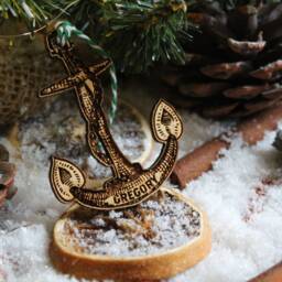 Personalised Boat Anchor Christmas Ornament Wood Sailor Sailing Custom Bauble Laser Engraved Rustic Wooden Tree Decoration - thumbnail 2