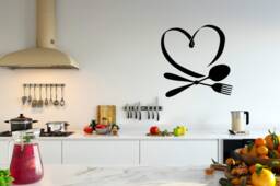 Kitchen Wall Decals Spoon & Fork Decal Cafe Vinyl Sticker Home Decor Window Chu544 - thumbnail 1