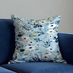 Blue White Floral Cushion Cover, Modern Botanical Pillowcase, Decorative Throw Case For Sofa Living Room Decor - thumbnail 1