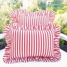 Bohemian Linen Striped Pillow Cover With Frill Edges - thumbnail 3