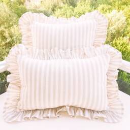 Bohemian Linen Striped Pillow Cover With Frill Edges - thumbnail 2