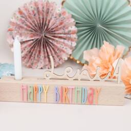 Happy Birthday Board Set, Birthday Plate, Wreath, Table Decoration, Strip, Cake Topper With Name - thumbnail 2