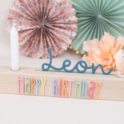 Happy Birthday Board Set, Birthday Plate, Wreath, Table Decoration, Strip, Cake Topper With Name - thumbnail 3