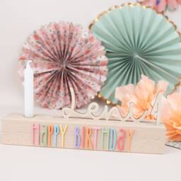 Happy Birthday Board Set, Birthday Plate, Wreath, Table Decoration, Strip, Cake Topper With Name