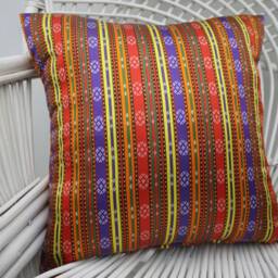 Kilim Pillow Cases, Covers, Turkish Pillow, 18x18 Personalized Gift Cushion, Both Sided Striped 8 - thumbnail 3