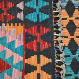 Multicolour Rug, Handmade Artisan Afghan Turkish Scandinavian Navajo Bohemian Flatweave Wool Kilim 141x99 cm - thumbnail 3