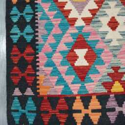 Multicolour Rug, Handmade Artisan Afghan Turkish Scandinavian Navajo Bohemian Flatweave Wool Kilim 141x99 cm - thumbnail 4