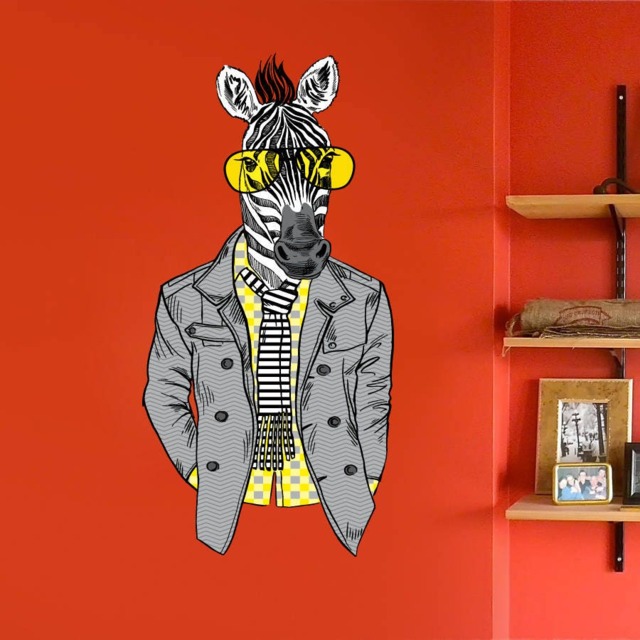 Zebra Retro Style Hipster Wall Decal - Boho Decor Mc171 - image 1