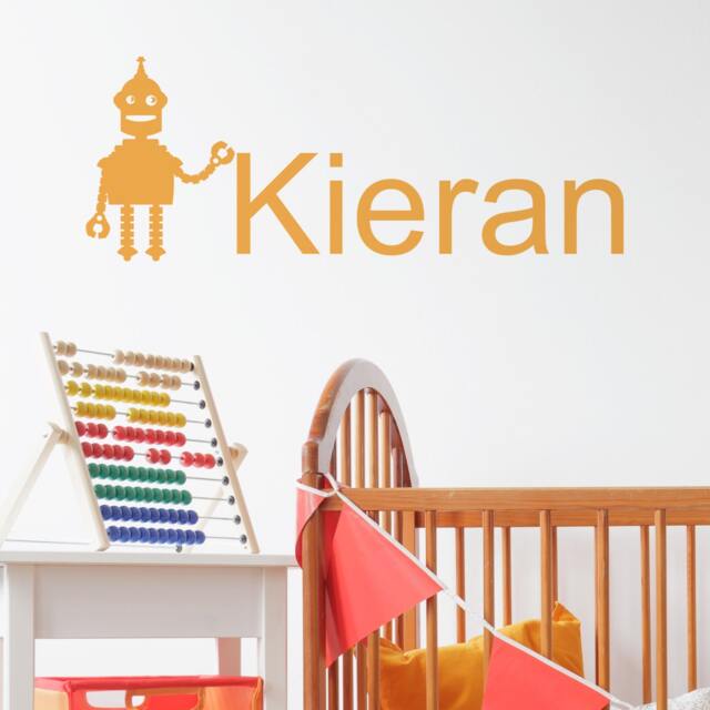 Wall Sticker Robot Name-Wall Decal-Kids Bedroom Sticker-Boys Decor-Home Decor-Robot Personalised Name - image 1