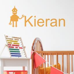 Wall Sticker Robot Name-Wall Decal-Kids Bedroom Sticker-Boys Decor-Home Decor-Robot Personalised Name - thumbnail 1